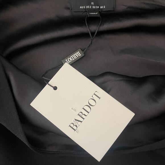 Bardot Lelita Ruched Asymmetrical Neck Mini Dress Black Size XS - Picture 7 of 9